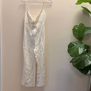 Elan Cream Spaghetti Strap Jumpsuit